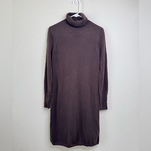 Sofiacashmere 100% Cashmere Turtleneck Sweater Dress Brown Sz M Soft Old Money - Picture 2 of 6